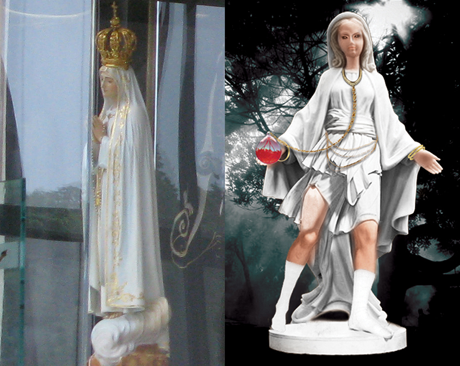 Statue at Fatima Chapel and Image of That the Children Saw